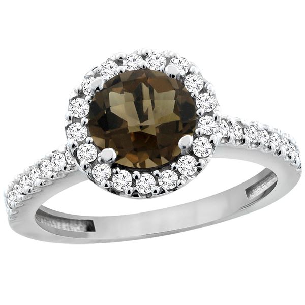 1.38 CTW Quartz & Diamond Ring 14K White Gold - REF-60H8M