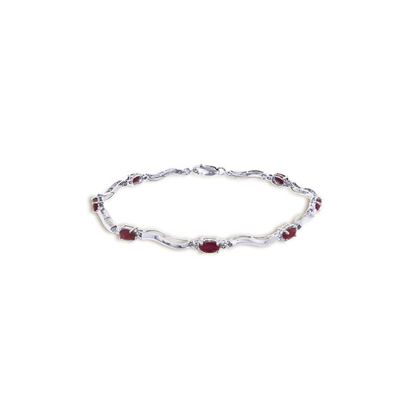 Genuine 2.01 ctw Ruby & Diamond Bracelet 14KT White Gold - REF-82R3P