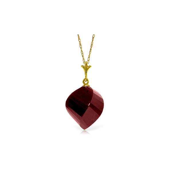 Genuine 15.25 ctw Ruby Necklace 14KT Yellow Gold - REF-26A7K