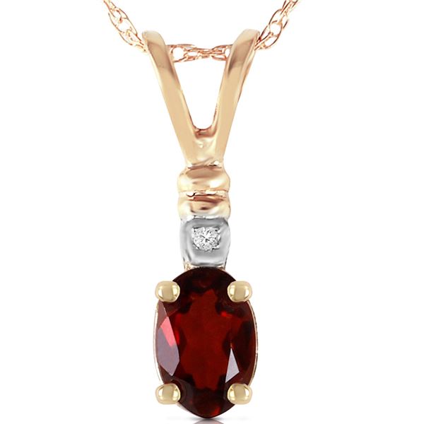 Genuine 0.46 ctw Garnet & Diamond Necklace 14KT Yellow Gold - REF-21X6M