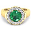 Image 3 : Natural 2.38 CTW Zambian Emerald & Diamond Ring 14K Yellow Gold - REF-107W8X