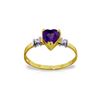 Image 1 : Genuine 0.98 ctw Amethyst & Diamond Ring 14KT Yellow Gold - REF-31Z2N