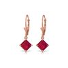 Image 1 : Genuine 2.9 ctw Ruby Earrings 14KT Rose Gold - REF-42Z2N