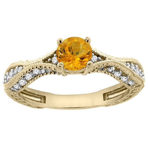 0.67 CTW Citrine & Diamond Ring 14K Yellow Gold - REF-67M7A