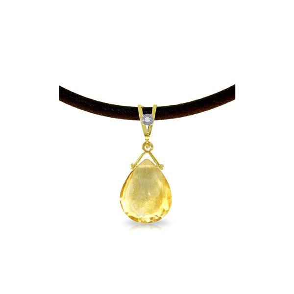 Genuine 6.51 ctw Citrine & Diamond Necklace 14KT Yellow Gold - REF-26P9H