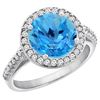 Image 1 : 2.44 CTW Swiss Blue Topaz & Diamond Ring 10K White Gold - REF-57Y3V