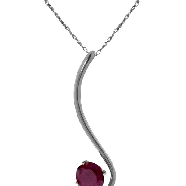 Genuine 0.55 ctw Ruby Necklace 14KT White Gold - REF-28F3Z