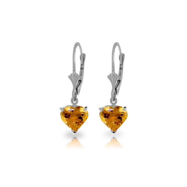 Genuine 3.05 ctw Citrine Earrings 14KT White Gold - REF-29P7H