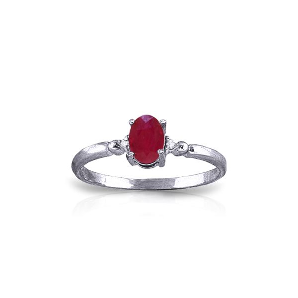 Genuine 0.51 ctw Ruby & Diamond Ring 14KT White Gold - REF-22P3H