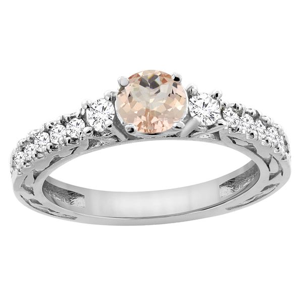 1.05 CTW Morganite & Diamond Ring 14K White Gold - REF-82M3K