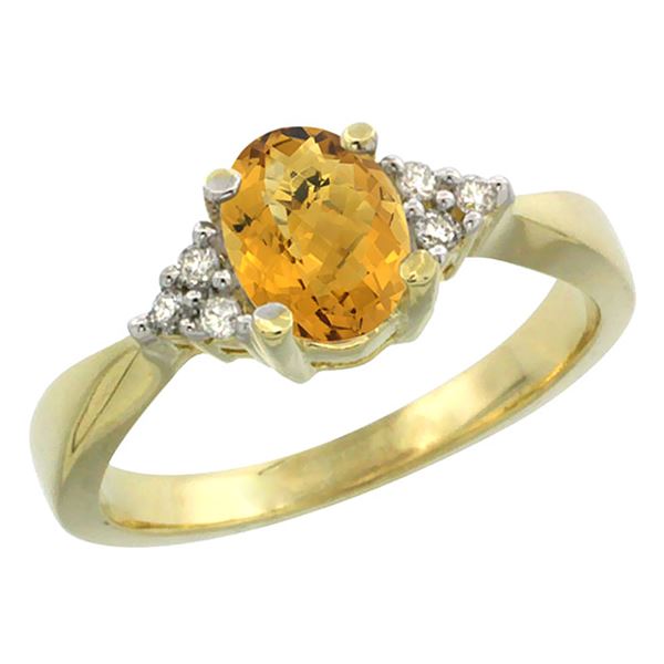 1.06 CTW Quartz & Diamond Ring 10K Yellow Gold - REF-28F3N