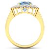 Image 2 : Natural 3.49 CTW Aquamarine & Diamond Ring 14K Yellow Gold - REF-135H5M