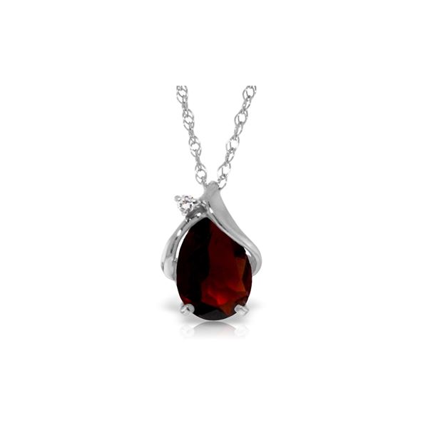 Genuine 2.03 ctw Garnet & Diamond Necklace 14KT White Gold - REF-30T5A