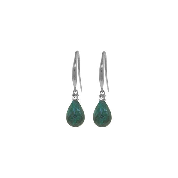 Genuine 6.7 ctw Green Sapphire Corundum & Diamond Earrings 14KT White Gold - REF-28Y8F