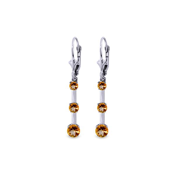 Genuine 2.5 ctw Citrine Earrings 14KT White Gold - REF-39A3K