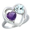 Image 1 : 2.61 CTW Diamond, Amethyst & Aquamarine Ring 14K White Gold - REF-38R2H