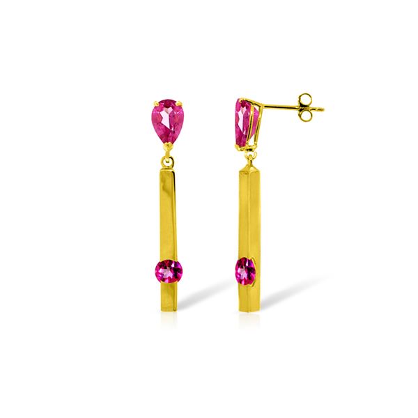 Genuine 4.25 ctw Pink Topaz Earrings 14KT Yellow Gold - REF-56K3V