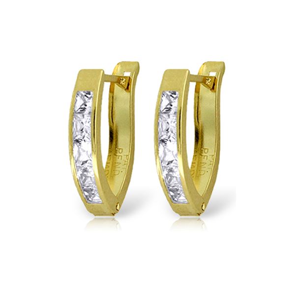 Genuine 1.20 ctw White Topaz Earrings 14KT Yellow Gold - REF-24H5X