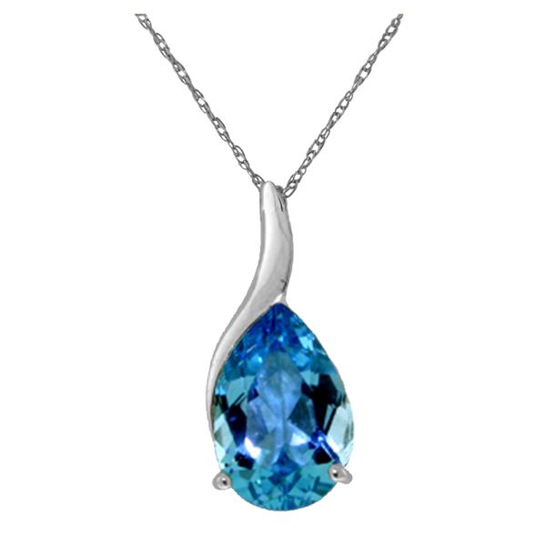 Genuine 4.7 ctw Blue Topaz Necklace 14KT White Gold - REF-31R4P