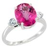 Image 1 : 2.60 CTW Pink Topaz & Diamond Ring 10K White Gold - REF-62M2K