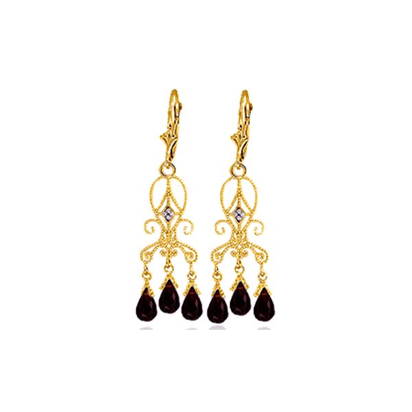 Genuine 6.31 ctw Garnet & Diamond Earrings 14KT Yellow Gold - REF-34M6T