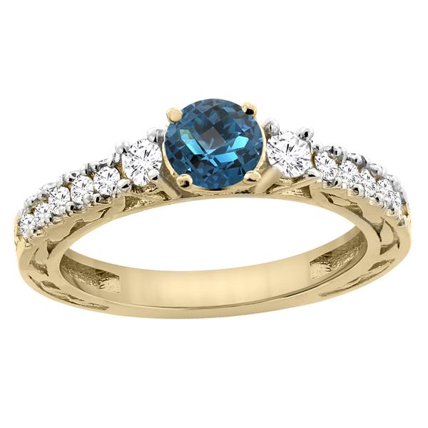 1.35 CTW London Blue Topaz & Diamond Ring 14K Yellow Gold - REF-79V6R