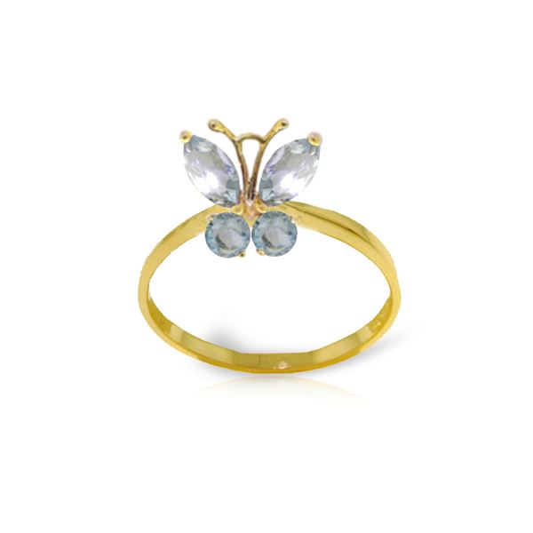 Genuine 0.60 ctw Aquamarine Ring 14KT Yellow Gold - REF-30K6V