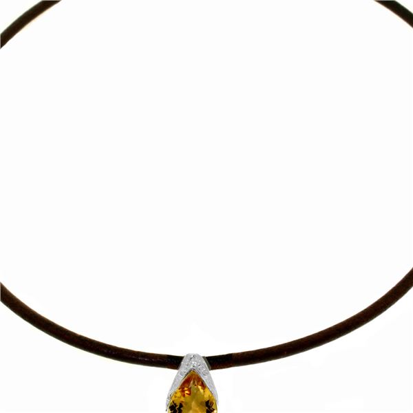 Genuine 6 ctw Citrine Necklace 14KT White Gold - REF-30V5W