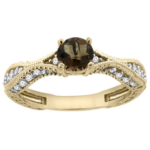 0.81 CTW Quartz & Diamond Ring 14K Yellow Gold - REF-67K8W