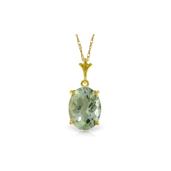 Genuine 3.2 ctw Green Amethyst Necklace 14KT Yellow Gold - REF-20W4Y