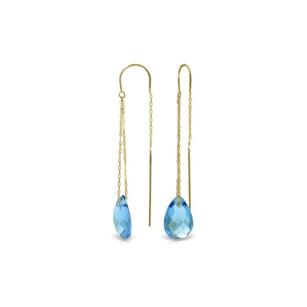 Genuine 6 ctw Blue Topaz Earrings 14KT Yellow Gold - REF-21A9K