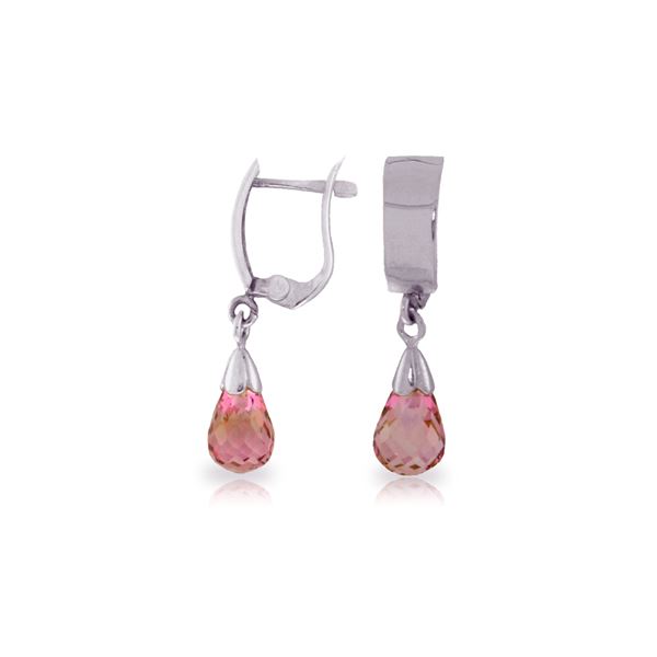 Genuine 2.5 ctw Pink Topaz Earrings 14KT White Gold - REF-22X3M