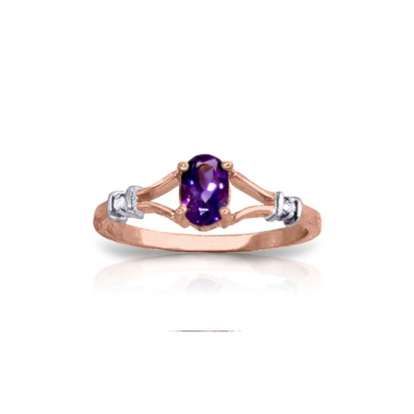 Genuine 0.46 ctw Amethyst & Diamond Ring 14KT Rose Gold - REF-27V2W