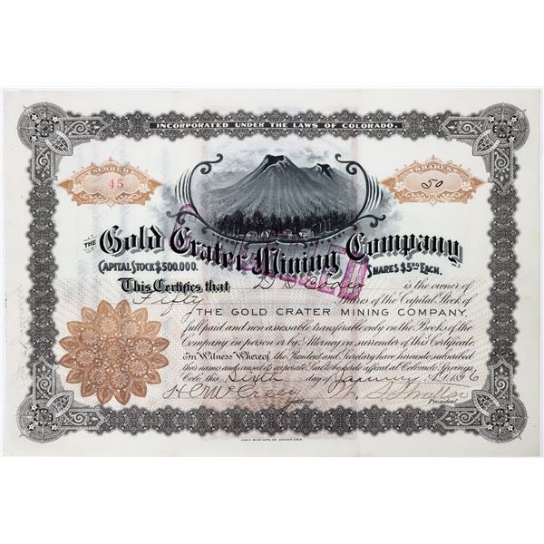 Gold Crater Mining Stock Certificate Signed by WS Stratton [156448]