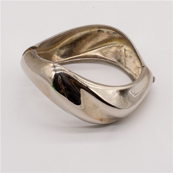 Freeform Silver Tone Hinged Bracelet