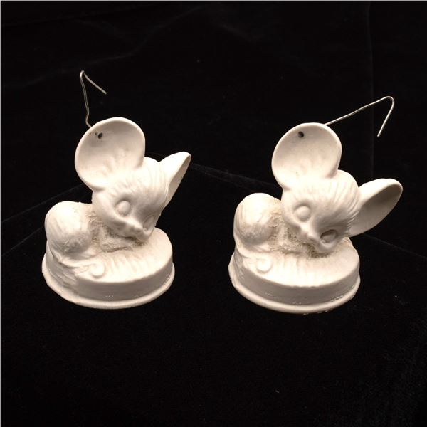 2 Mouse Blank Ceramic Xmas Ornaments