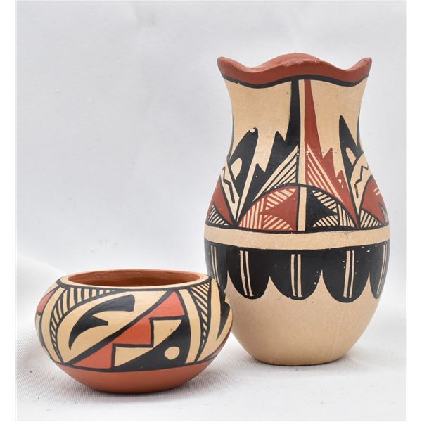 2 Jemez Pueblo Pottery Jars one by D. Tosa