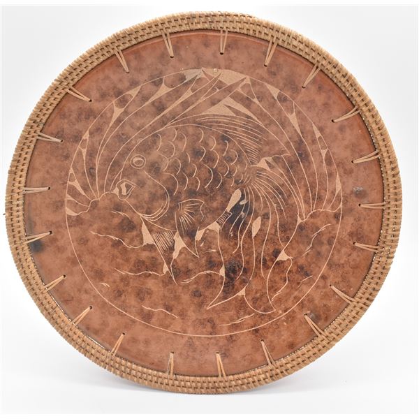 Indonesan  Redware Bowl Handmade with Wicker Rim