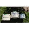 Image 1 : (2) Painted peach baskets - 18" round x 12T + Galvanized tub 13.5 x 8.5