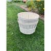 Image 2 : (2) Painted peach baskets - 18" round x 12T + Galvanized tub 13.5 x 8.5