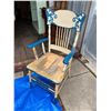 Image 1 : Blue and white wooden chair - seat damaged