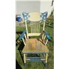 Image 2 : Blue and white wooden chair - seat damaged