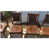 Image 3 : (6) Antique chairs with leather backs + seat - mold on chairs (horsehair stuffed seats)