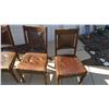Image 4 : (6) Antique chairs with leather backs + seat - mold on chairs (horsehair stuffed seats)