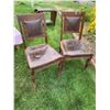 Image 5 : (6) Antique chairs with leather backs + seat - mold on chairs (horsehair stuffed seats)