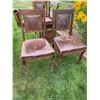 Image 6 : (6) Antique chairs with leather backs + seat - mold on chairs (horsehair stuffed seats)