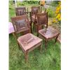 Image 7 : (6) Antique chairs with leather backs + seat - mold on chairs (horsehair stuffed seats)