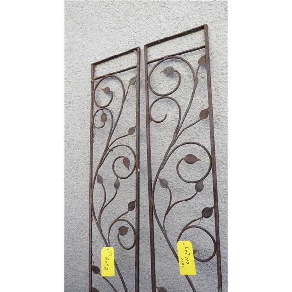 (2) Wrought Iron Trellis - sturdy construction - 88H 9W (at bottom) 12W (at top) - holes in top for 