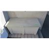 Image 1 : Deck box - top has some weathering on the outside, one end has casters, 47x21x22