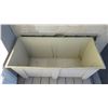 Image 2 : Deck box - top has some weathering on the outside, one end has casters, 47x21x22
